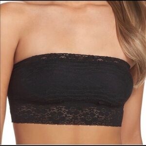Free People Black Bandeau Scallop Lace XS …